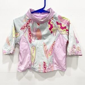 Garnet Hill Surf Board Printed Rash Guard Swim Top Lavender Size 4